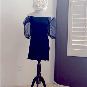 Sheer Sleeved Body Con Mini Dress (L)